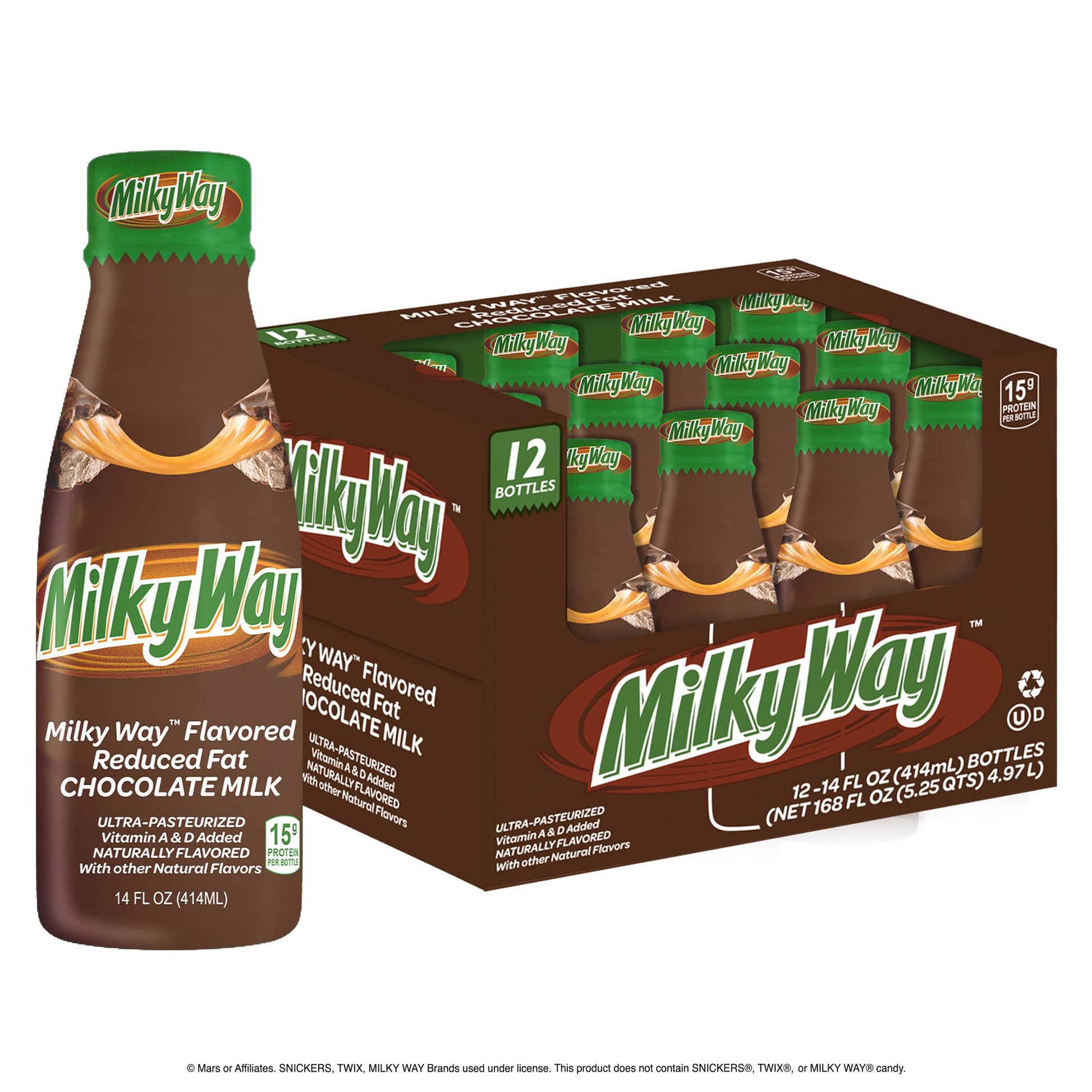 MilkyWay Chocolate Milk - Packed with the flavors of creamy caramel, smooth nougat and rich milk chocolate. Pack of 12, 14 oz Bo
