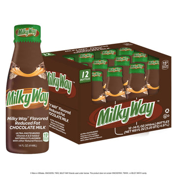MilkyWay Chocolate Milk - Packed with the flavors of creamy caramel, smooth nougat and rich milk chocolate. Pack of 12, 14 oz Bo
