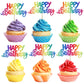 YCTHUNFISH Glitter Cupcake Toppers, 24 Pack, Happy Birthday & Baby Shower, W 2.5 inches x H 4.2 inches, Multi-colored