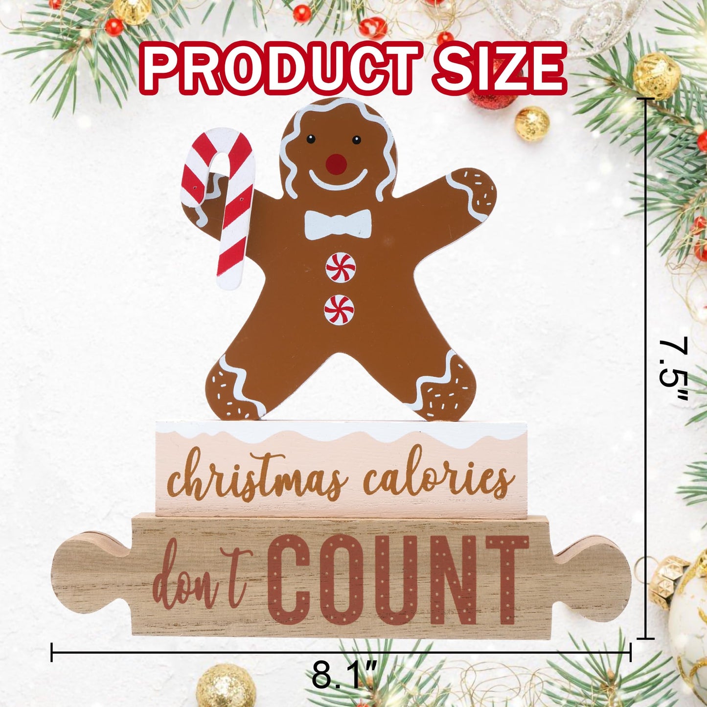 3Pcs Gingerbread Christmas Decorations Gingerbread Man Table Decor Wooden Gingerbread Candle Signs Gingerbread House Farmhouse Christmas Decoration Rustic Decorative Book Signs For Home Tiered Tray Shelf Xmas Gift Holiday
