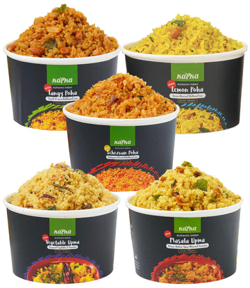 Kapka Assorted Variety Indian Meals - 5 Pack - Ready to Eat Authentic Vegan Prepared Food - Just Add Water - Microwaveable Plant