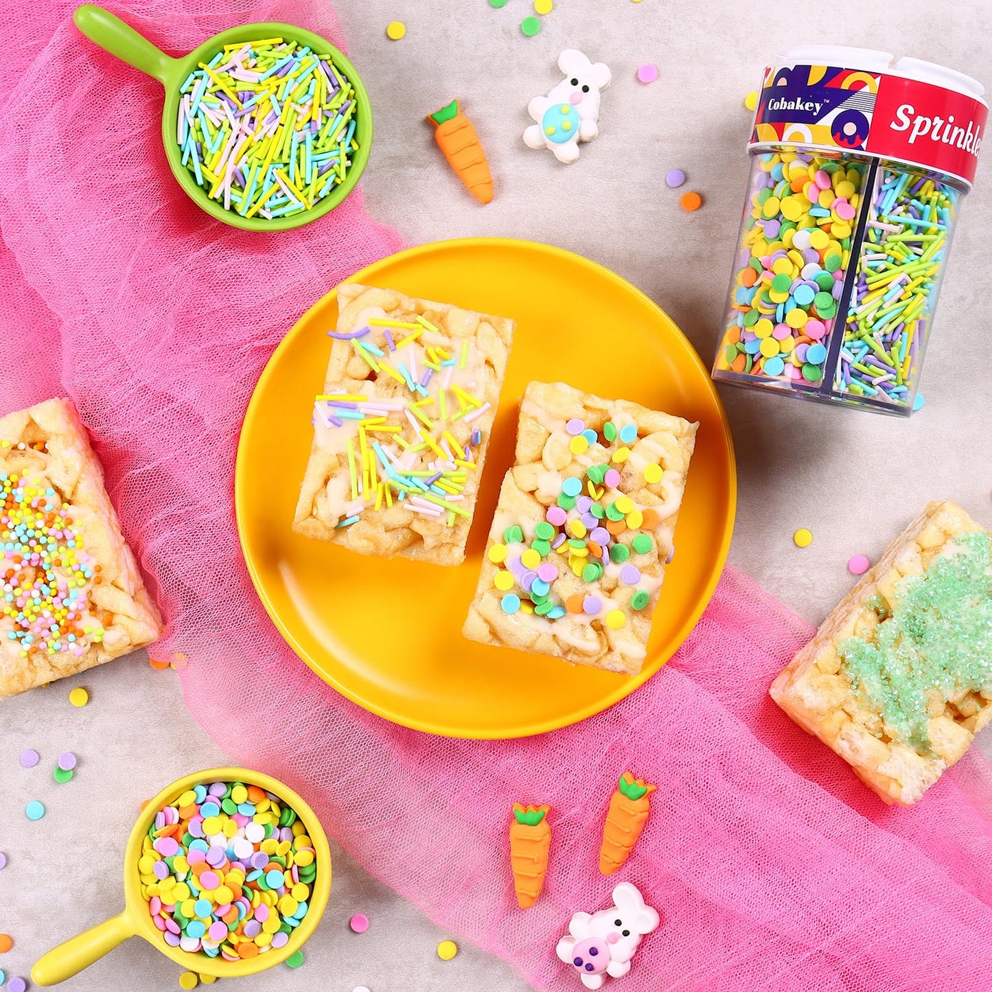 Easter Sprinkles Edible Sprinkle Mix Spring Shape Pastel Sprinkles Green Jimmies Nonpareils Sanding Sugar Confetti For Cake Deco