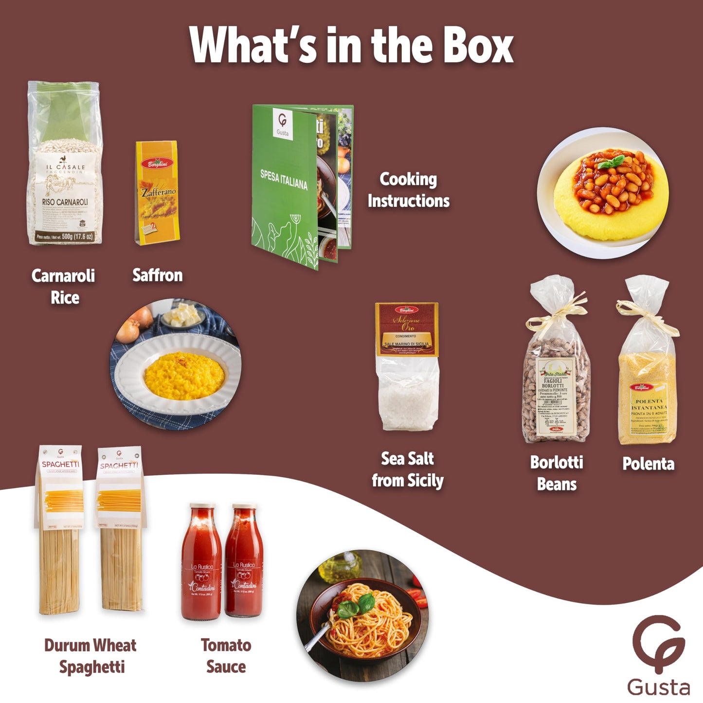 Gusta Italian Meal Kit Variety Pack - Easy-To-Prepare Authentic Italian Meals - For Gourmet Italian Food Lovers - Includes Risot