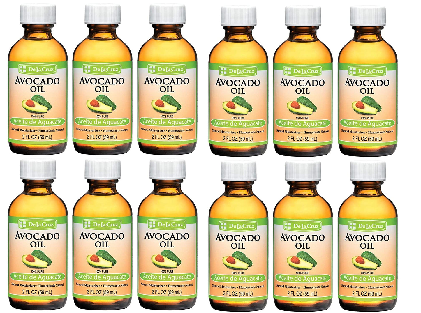 De La Cruz Avocado Oil - Expeller Pressed Pure 100% Avocado Oil for Hair and Body - Lightweight Body Oil for Dry Skin - 2 FL. OZ