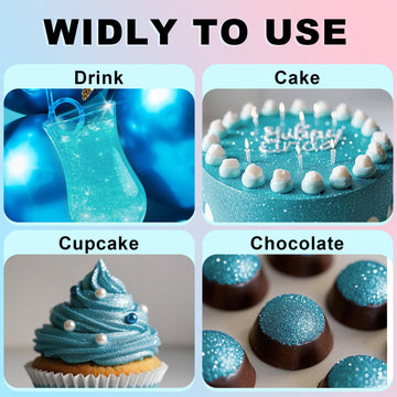 (10G) Teal Blue Edible Glitter For Cocktails, Drinks, Cakes - Peacock Blue Edible Drink Glitter Bulk - 100% Food Safe Cake Luste
