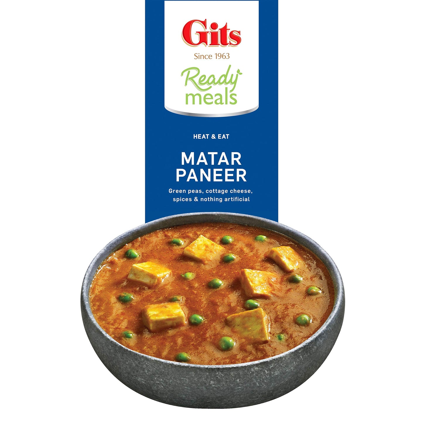 Gits Ready To Eat Matar Paneer, Pure Veg, Heat And Eat Spicy Curry, Microwaveable, 285G