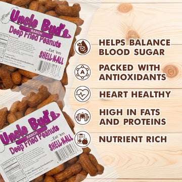 Jerky-n-Spice Deep Fried Peanuts in Shell, Ranch Flavor, 2-Pack, 7 oz per bag, High-Protein Snack, USA Made