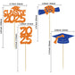 Ephlyn Graduation Cupcake Toppers 36Pcs Glitter Class of 2025 Orange Blue Paper Decorations