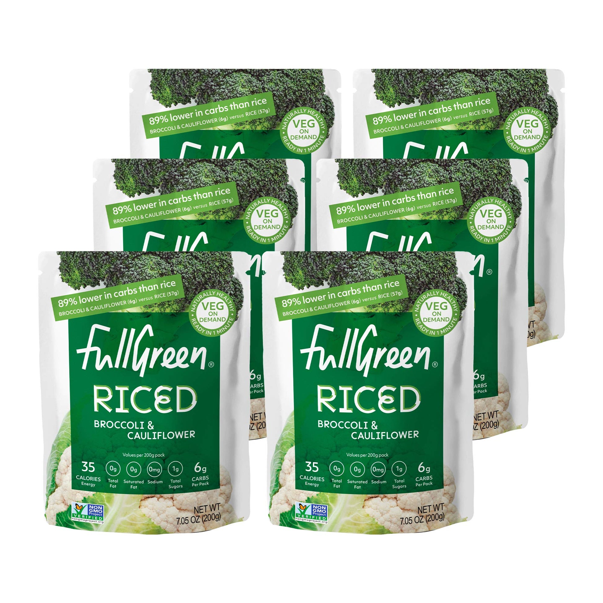 Fullgreen, Riced Broccoli And Cauliflower, 100% Veg, Shelf-Stable, No Preservatives, Vegan, Keto And 89% Lower-Carbs Than Rice!