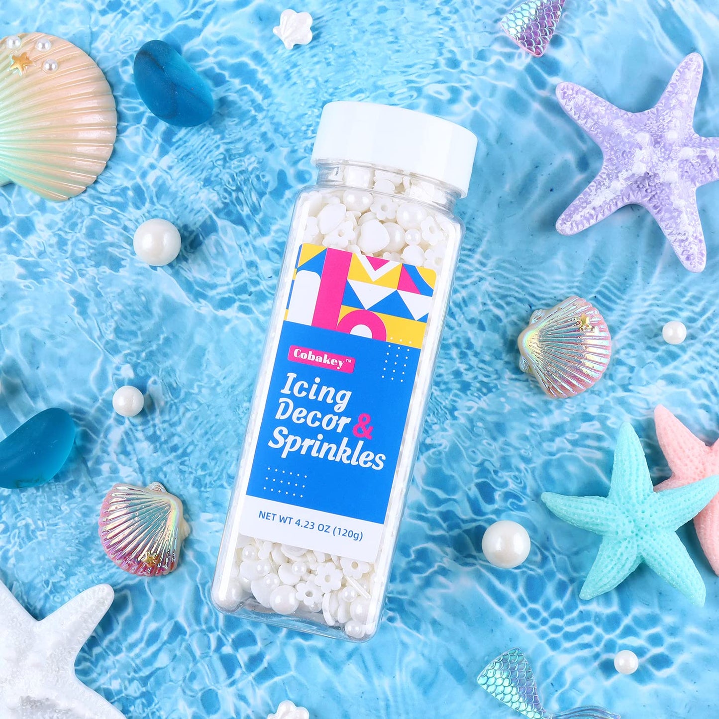 White Sprinkles For Cake Decorating 4.2 Ounce Edible Sprinkles For Cookie Decorating, Cupcake Topper, Ice Cream, Chocolate, Anni