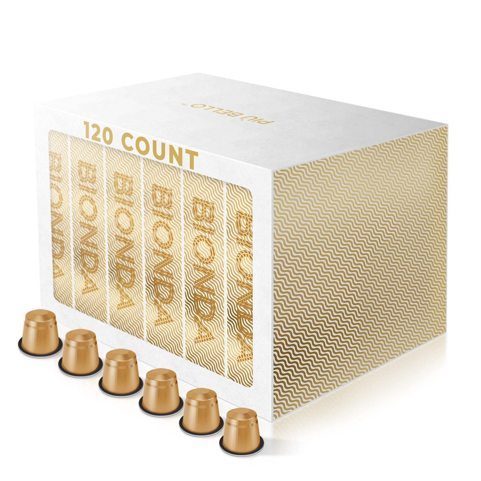 PIU BELLO Coffee Pods for Nespresso Machine - Strong Italian Espresso - 120 Count (Single Flavor) - Kosher Certified