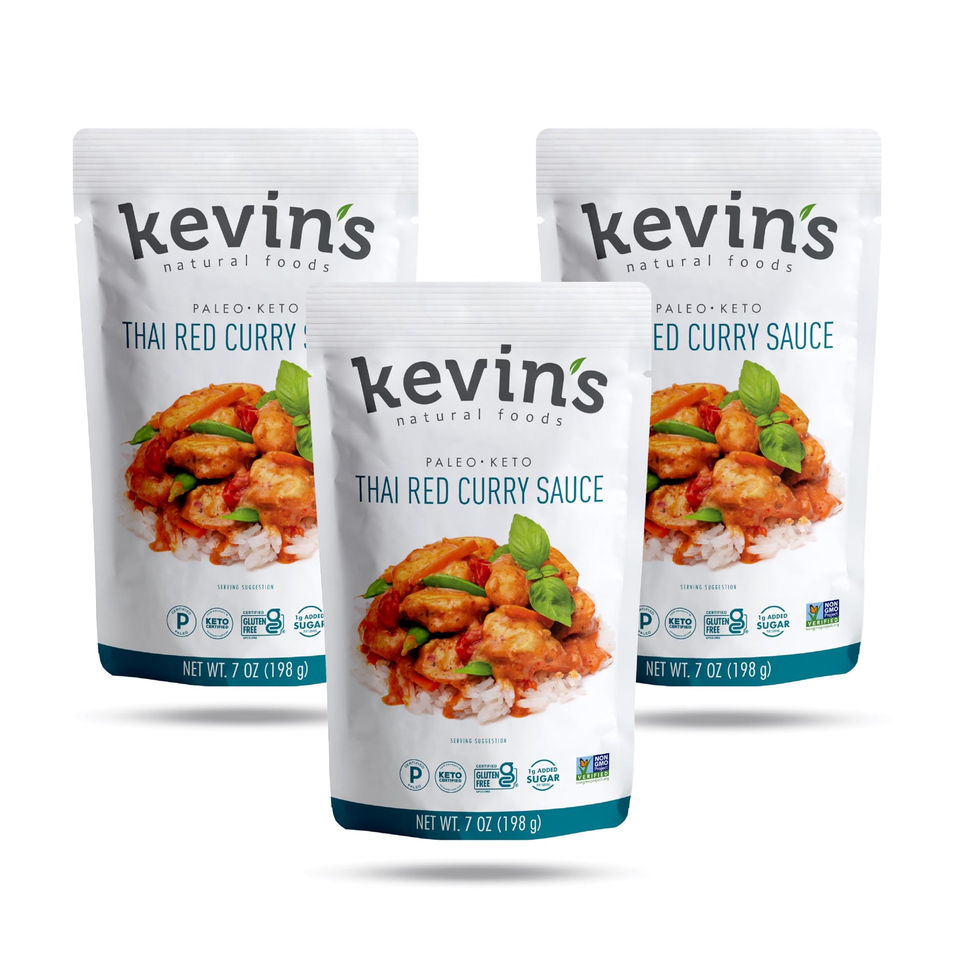 Kevin'S Natural Foods Thai Red Curry Sauce - Paleo Simmer Sauce - Stir-Fry Sauce, Gluten Free, No Preservatives, Non-Gmo - 3 Pac