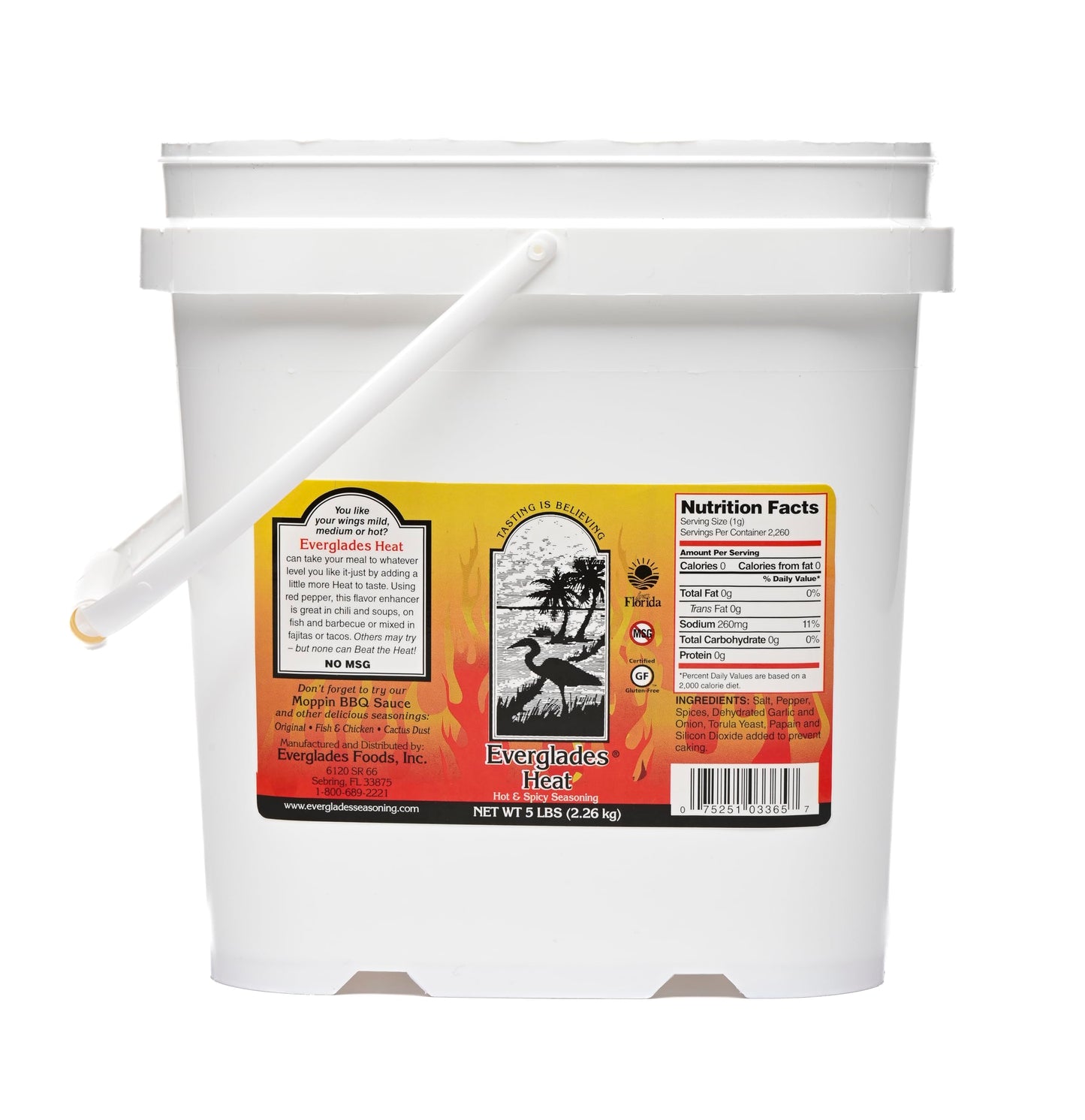 Everglades Heat Seasoning, No MSG - 5 Pound Bulk Container