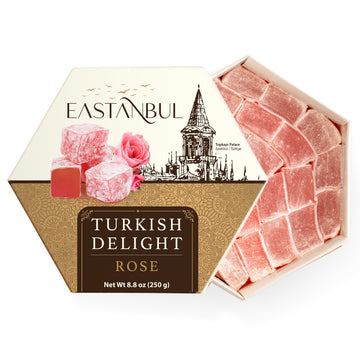 Eastanbul Turkish Delight Candy 8.8Oz, Rose Turkish Delights Candy, Vegan Turkish Delight Rose, Lokum Turkish Delight, Narnia-St