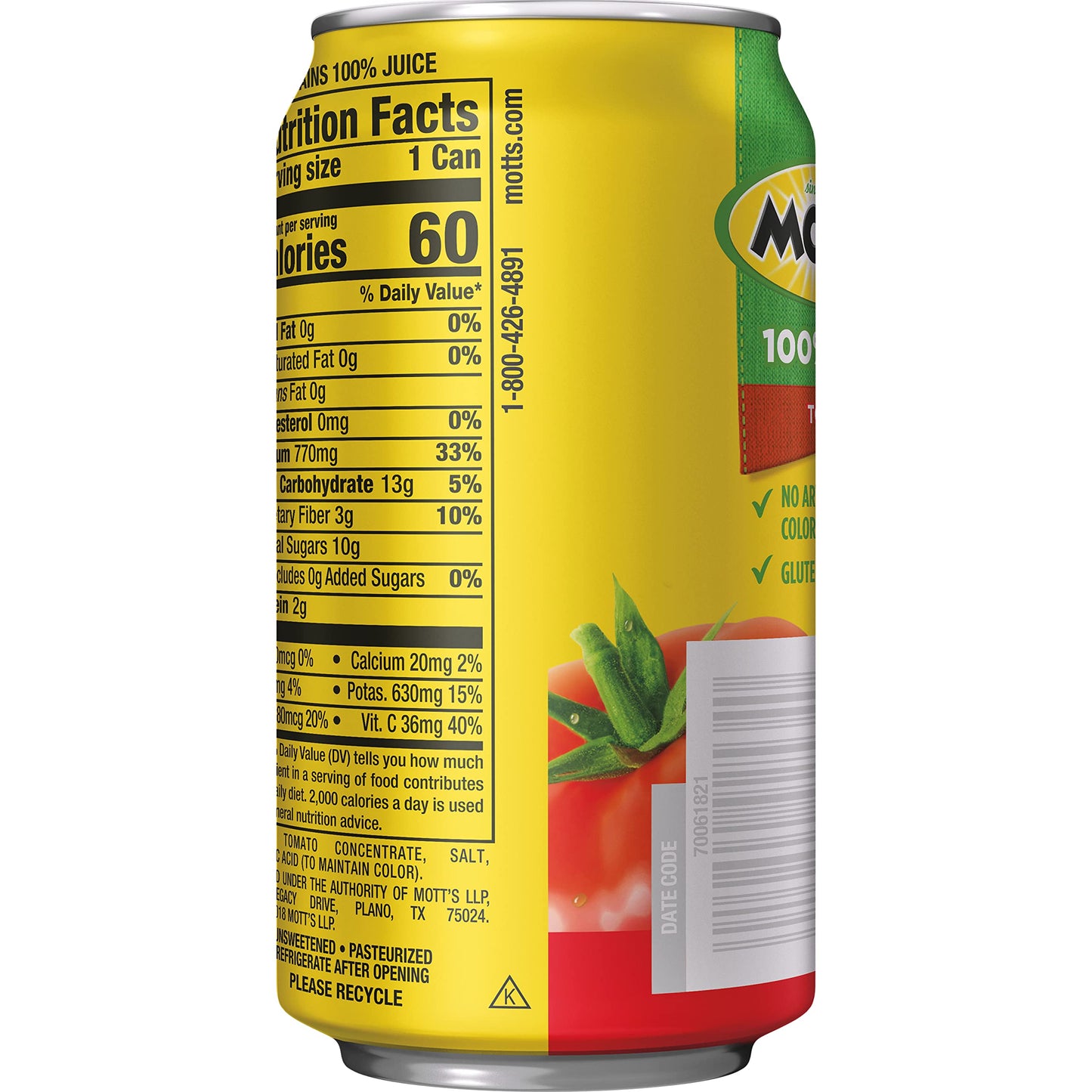 Mott's 100% Tomato Juice, 11.5 Fluid Ounce Can, 24 Count