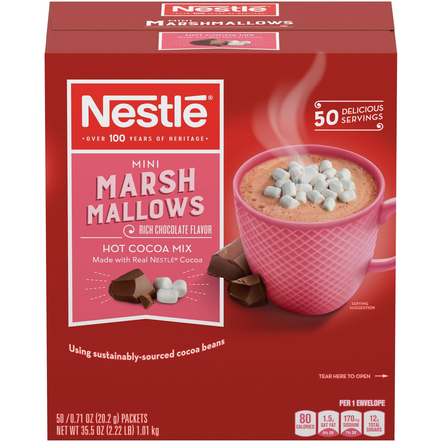 Nestle Hot Cocoa Mix, Rich Chocolate with Mini Marshmallows, 50 Pack, 0.71 Ounce