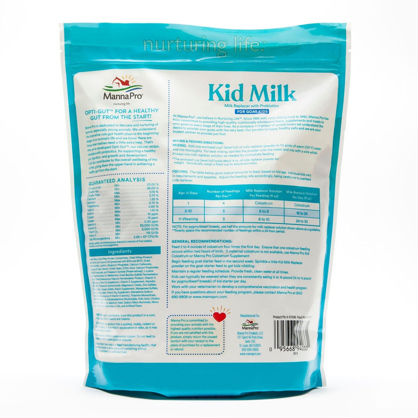Manna Pro Goat Kid Milk Replacer, High In Protein To Support Growth, Powered By Opti-Gut To Support Gut Health & Digestion, Easy
