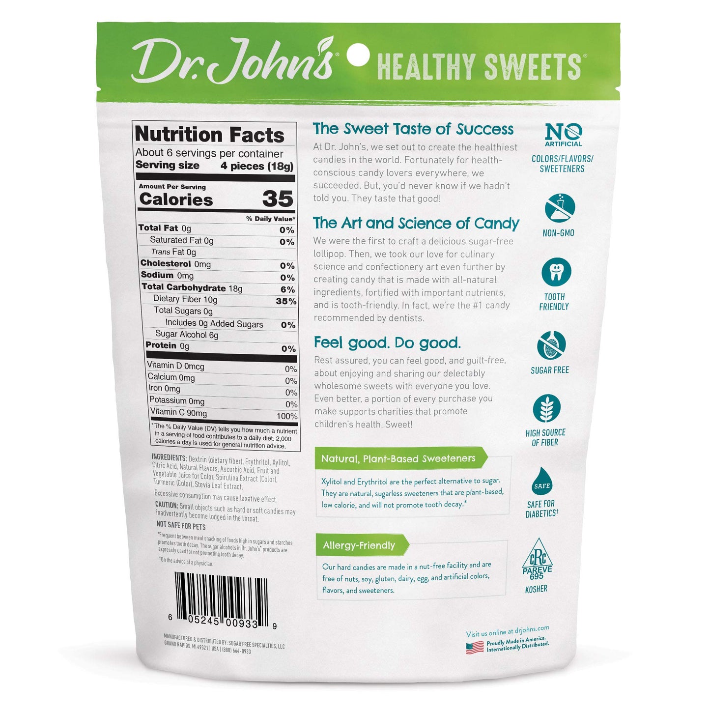 Dr. Johns Sugar Free Candy - Healthy Hard Candy, Low Calorie, Keto Friendly, Vegan, 3.85 OZ, Classic Fruit Flavors