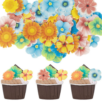 Gyufise 80Pcs Edible Flowers Cake Decorations Beautiful Flowers Cupcake Toppers Cake Toppers For Wedding Cake Birthday Party Foo