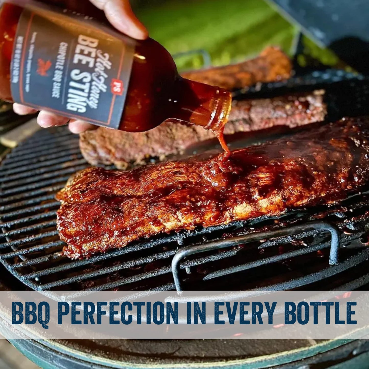 Ps Seasoning Hot Honey Bee Sting Chipotle Bbq Sauce - All-Purpose Glaze, Marinade, Baste, And Dip - Sweet And Spicy Grilling Sau