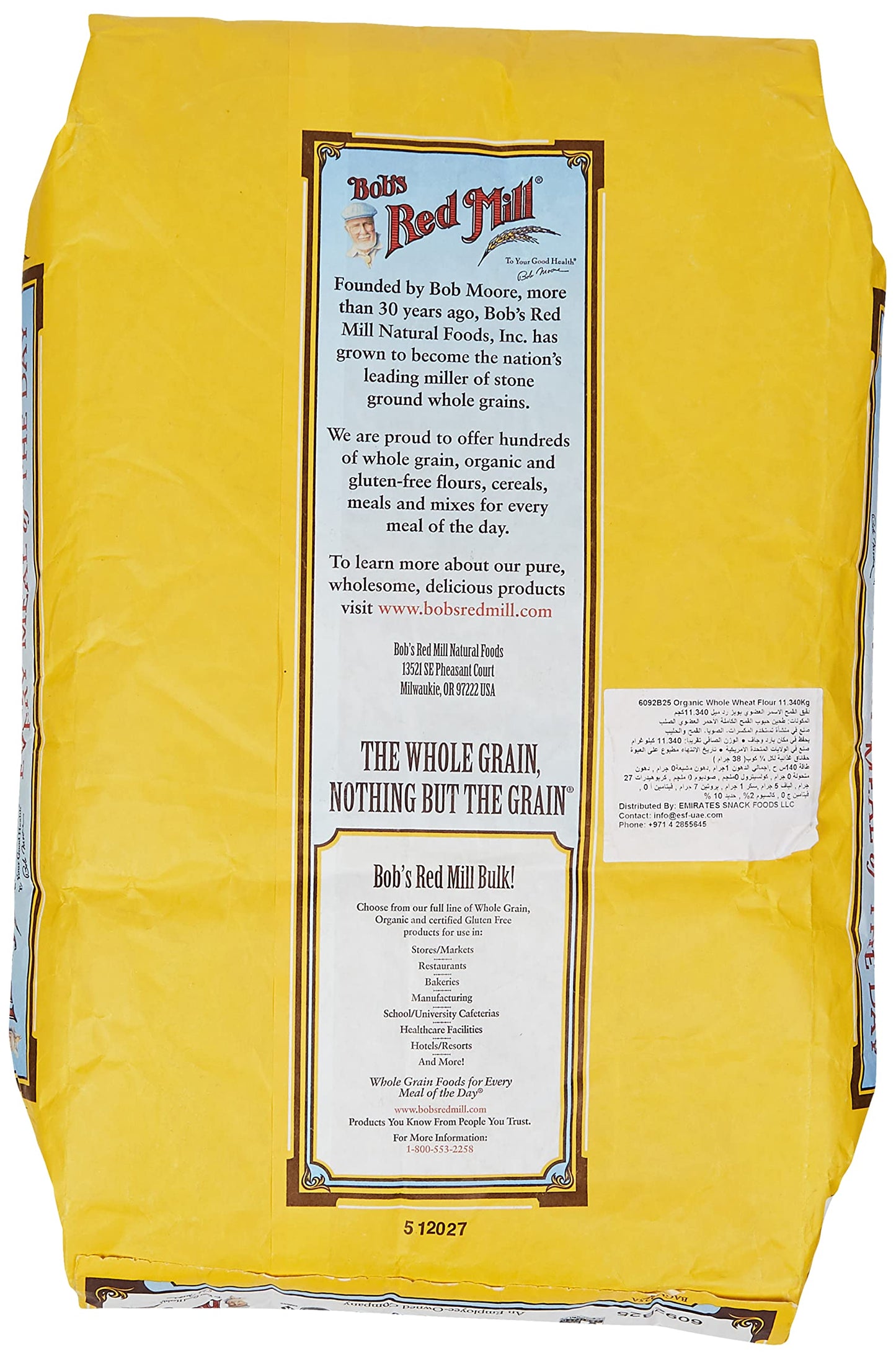 Bob'S Red Mill Organic Whole Wheat Flour, 25 Pound