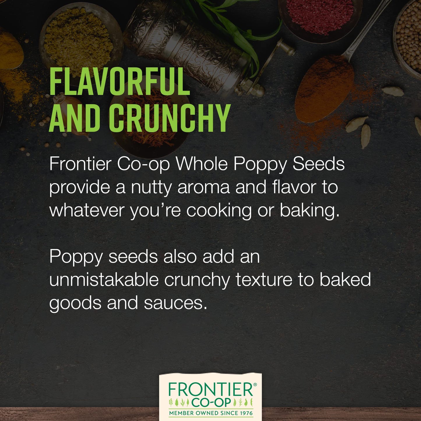 Frontier Co-Op Whole Poppy Seeds, Bulk 1lb Bag - Black Poppy Seeds for Baking, Cooking, Salad Dressing - Certified Kosher, Non-I