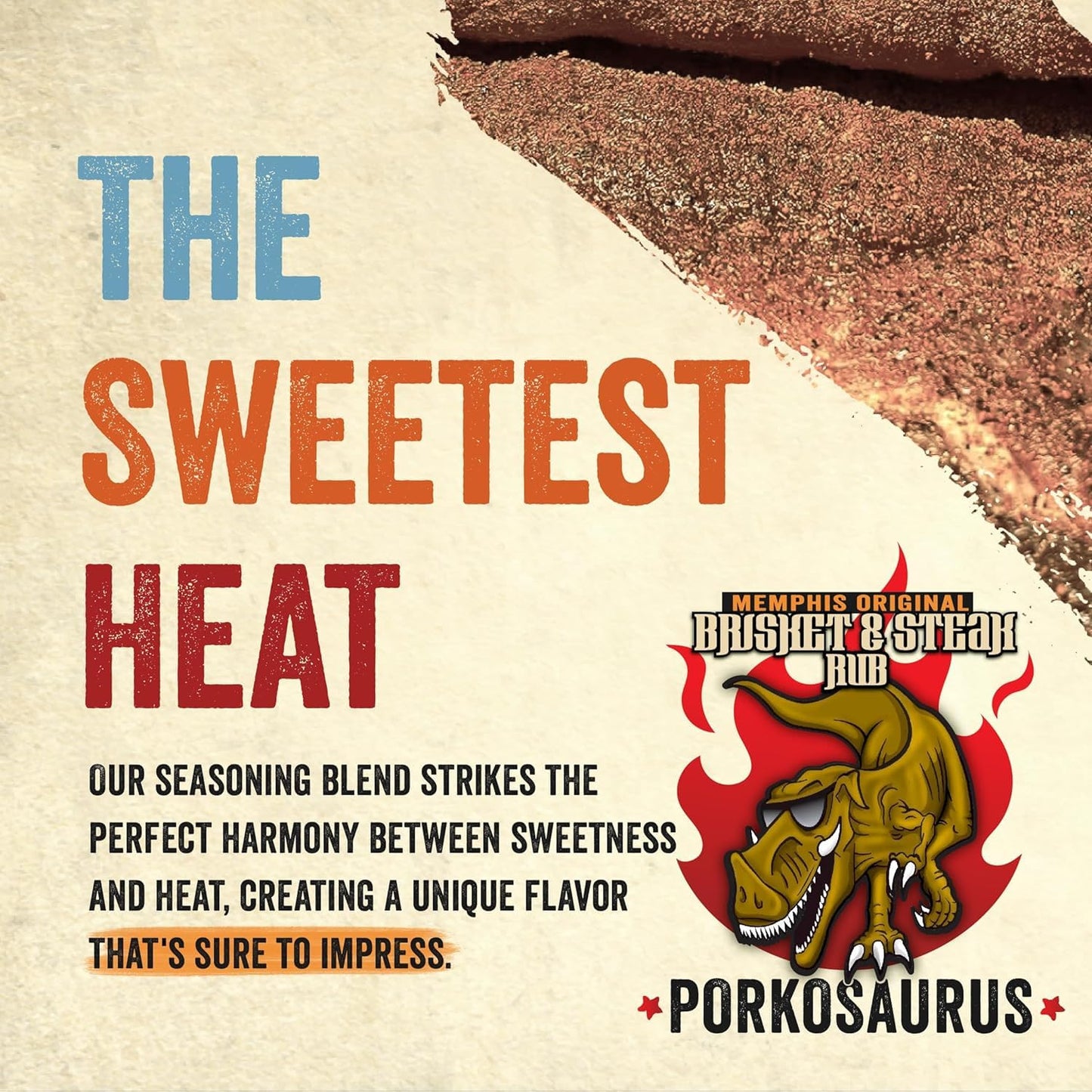 Porkosaurus Brisket & Steak Seasoning Blend, 6.3 Oz - World Champion Dry Rub for smoky aroma and Grilling