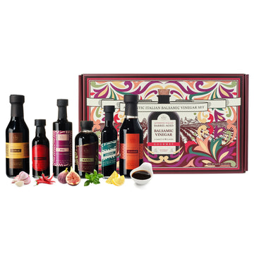 Kiri & Sons Balsamic Vinegar Gourmet Gift Set of 6 - Premium Made In Italy, Natural Flavors Include Garlic, Chili, Fig, Basil, L