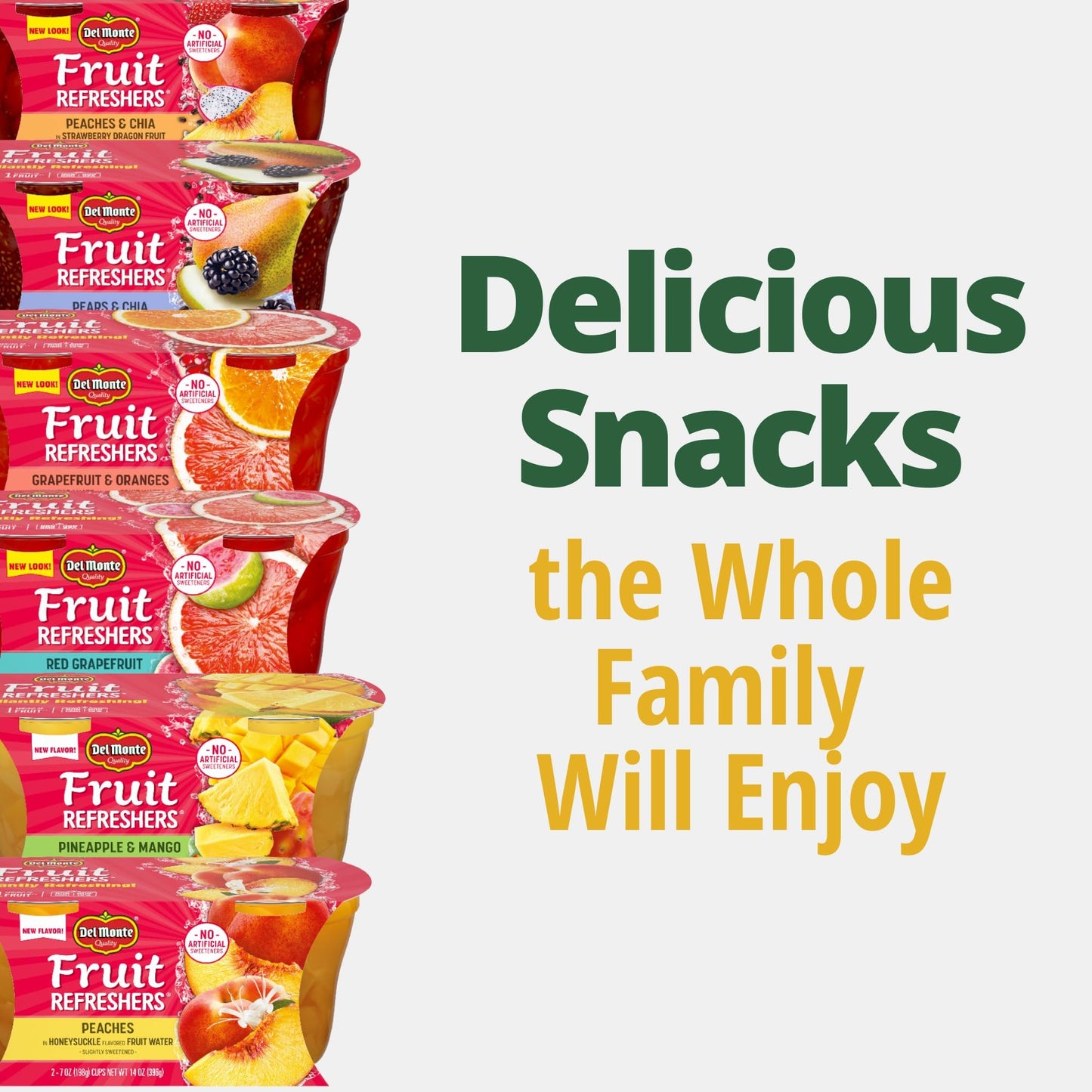 Del Monte Fruit Refreshers Peaches in Honeysuckle Flavored Water, 7 oz, 2 Count - Pack of 6, Refreshing Fruit Drink