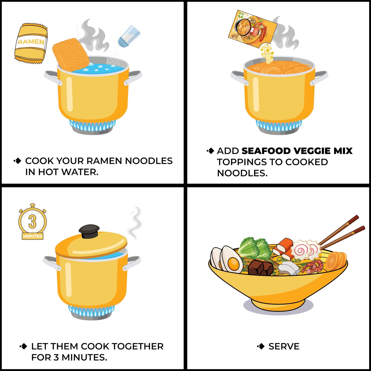 Chiramen Seafood Veggie Mix Dried Ramen Toppings, 5.64 Ounce, Includes Shrimp, Fishcake, compatible with Crab, Squid, Plant-Based Beef, Eggs