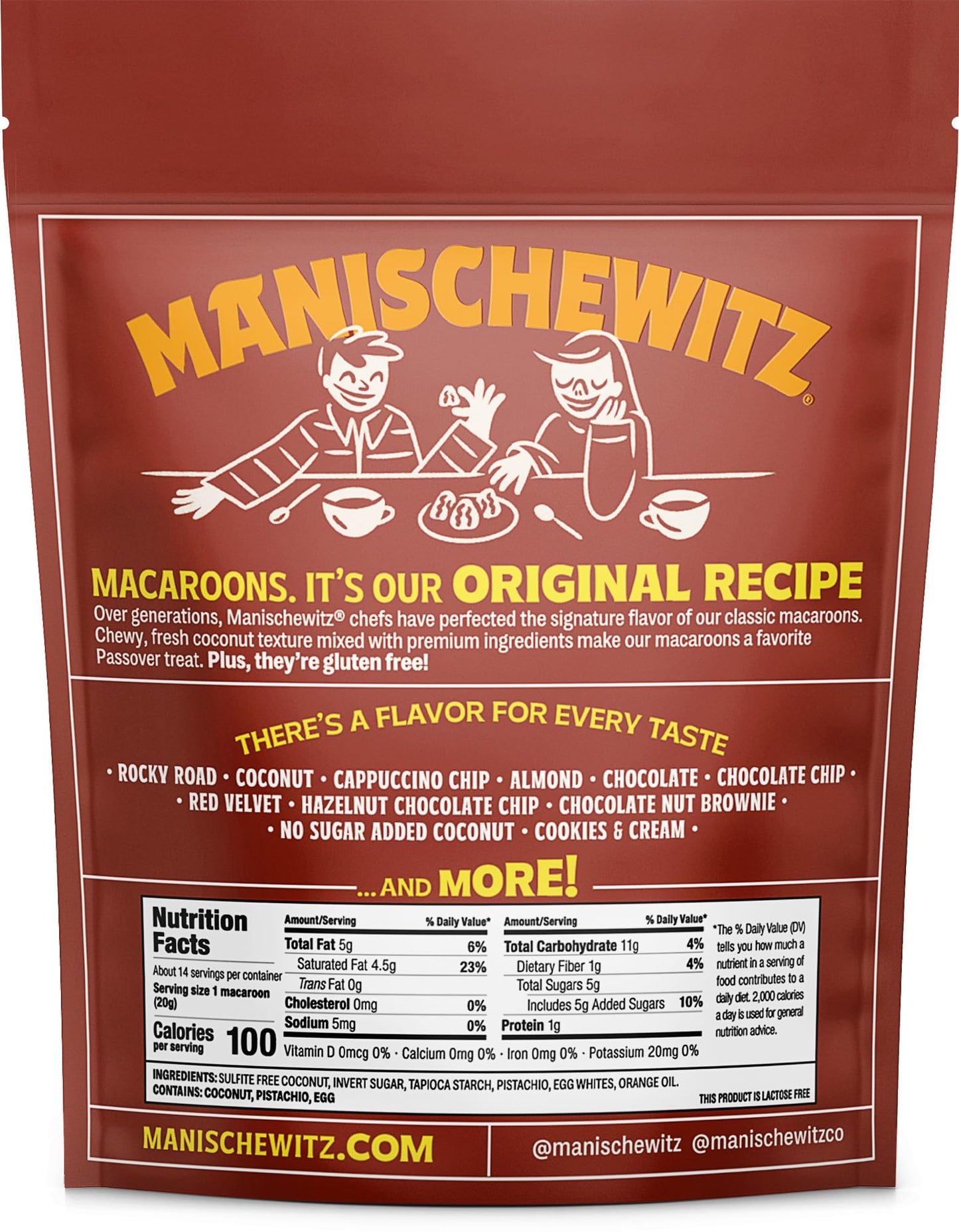 Manischewitz Pistachio Orange Macaroons, 10 Oz (2 Pack) | Coconut Macaroons | Resealable Bag | Dairy Free | Gluten Free Coconut