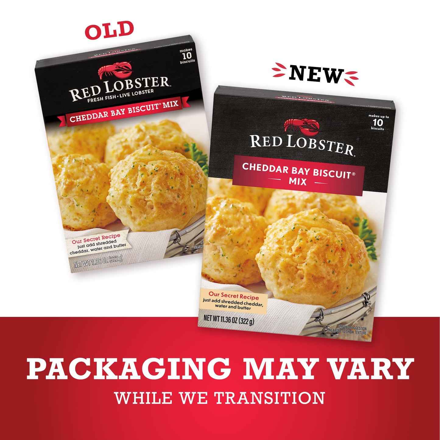 Red Lobster Cheddar Bay Biscuit Mix, Garlic Herb Seasoning Included, 11.36-ounce Boxes (Pack of 12), Packaging May Vary