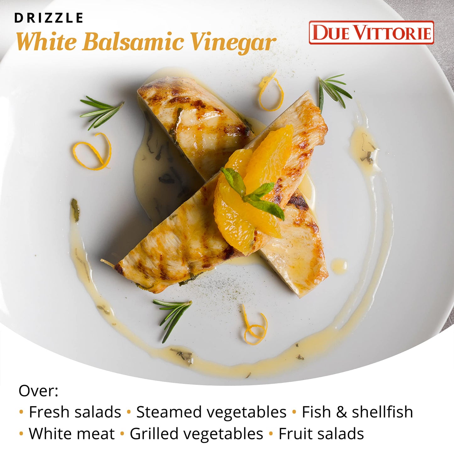 Due Vittorie Dolceto White Balsamic Vinegar Dressing - Made with Traditional Balsamic Vinegar and White Vinegar - White Balsamic