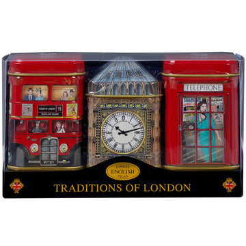 British London Sights Tea Tins With Fine English Breakfast Tea, British Souvenir, Big Ben, Uk Foods (Loose Leaves)