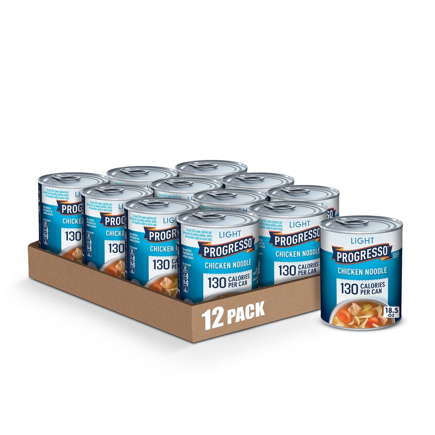 Progresso Light Chicken Noodle Soup, Ready to Serve Canned Soup, 18.5 oz (Pack of 12)