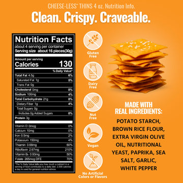 Every Body Eat Snack Thins, Allergen Friendly, Vegan, Gluten Free and Dairy Free (2 Count, Cheese-Less)