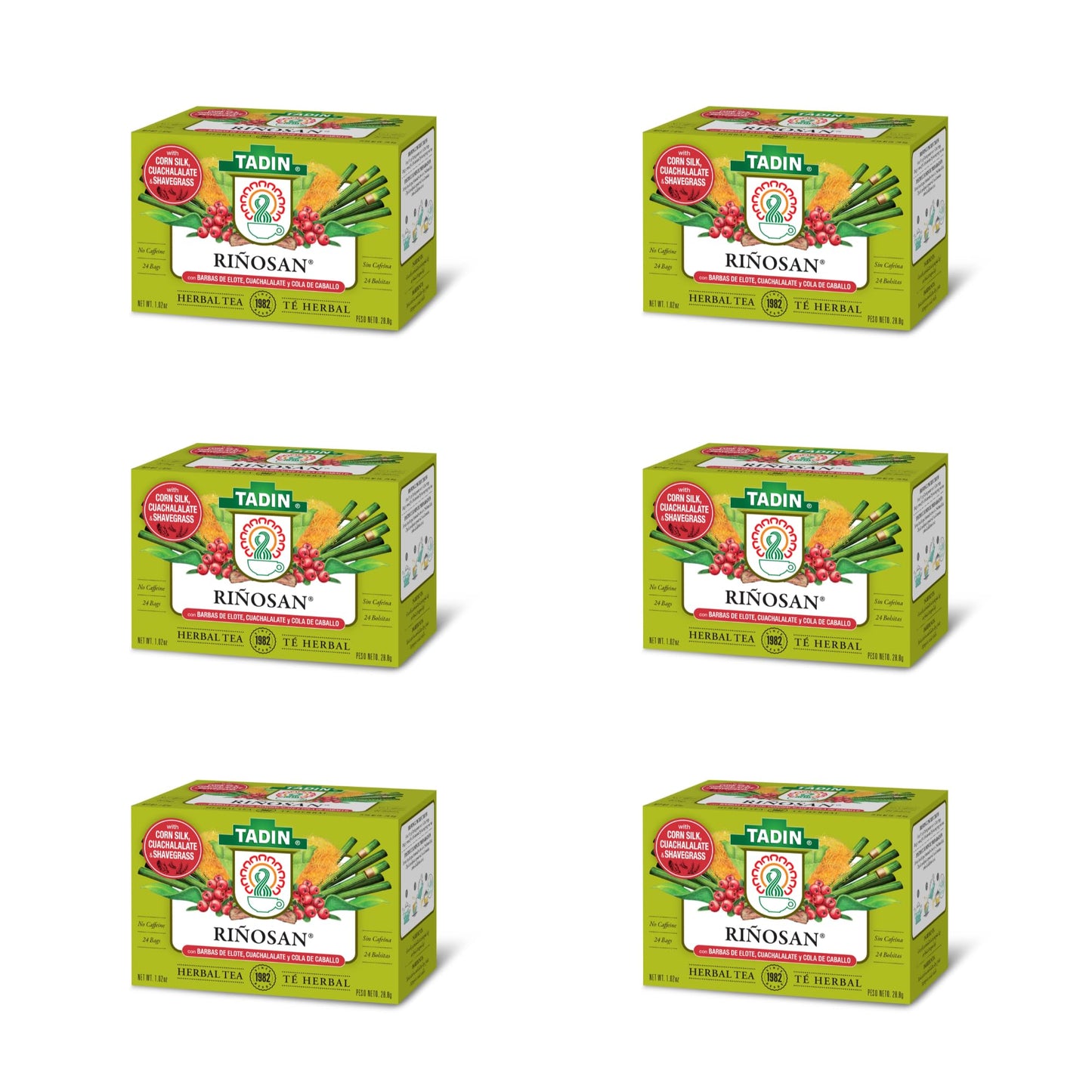 Tadin Herbal Tea, Caffeine Free, Decaffeinated, 24 Count (Pack of 6)