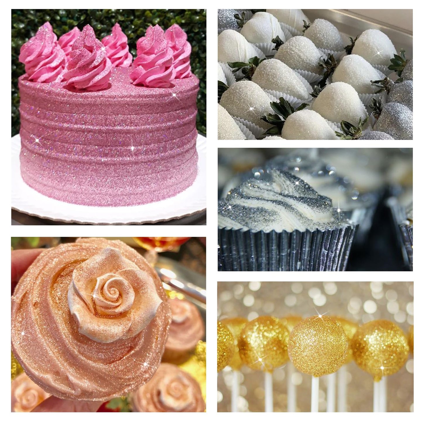 White Edible Glitter For Cake Decorating, 5G White Luster Dust Edible For Drinks, Glitter For Cocktails, Drinks, Macaron, Cookie