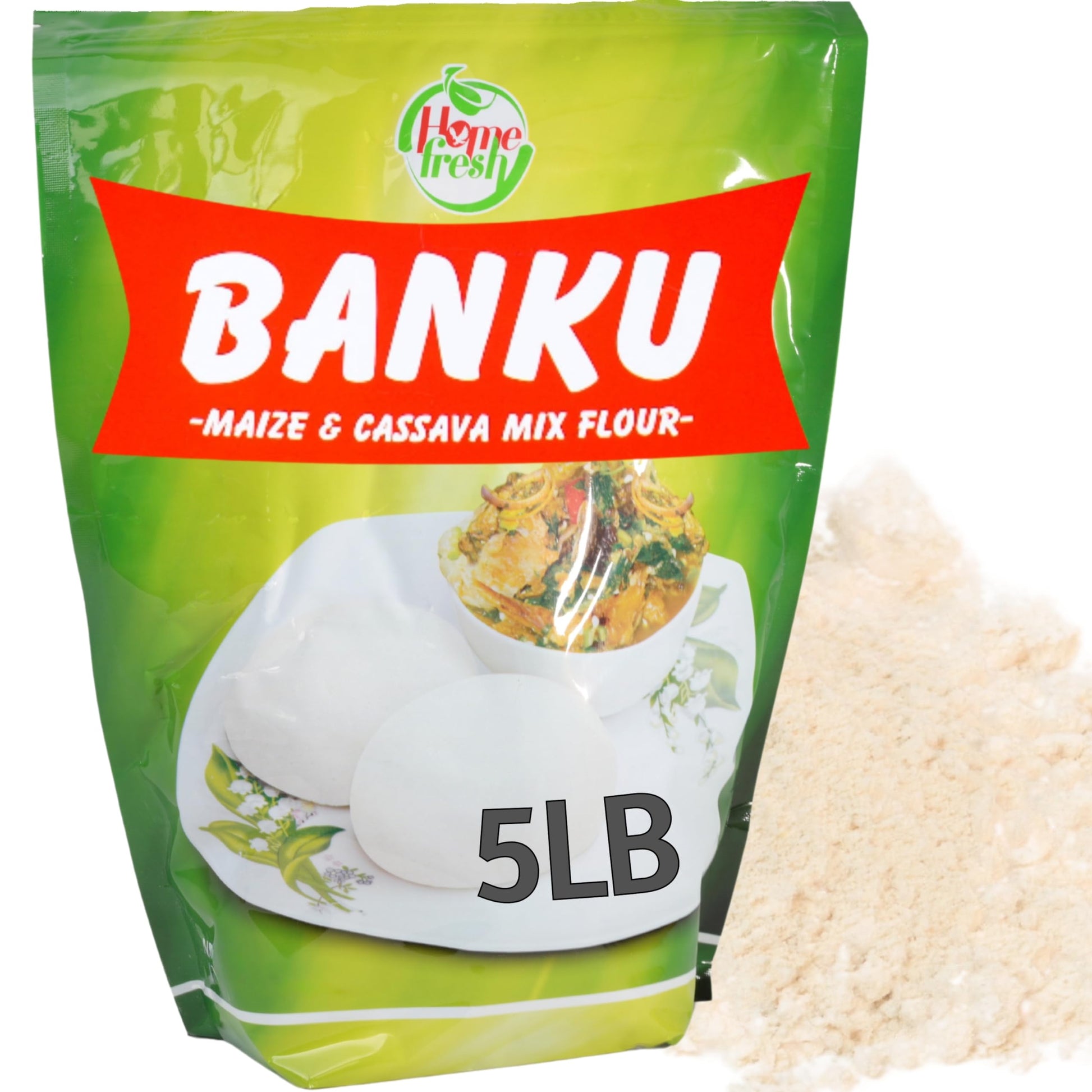HomeFresh Banku Mix Ghana | Pounded Maize & Cassava Powder| African Food Grocery similar to Fufu Flour, Plantain Flour, Kenkey P