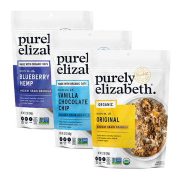 Purely Elizabeth Aancient Grain Granola Best Sellers Variety Pack  Made with Organic Oats and Ancient Grains  Gluten-Free  Non-GMO (3 Ct)