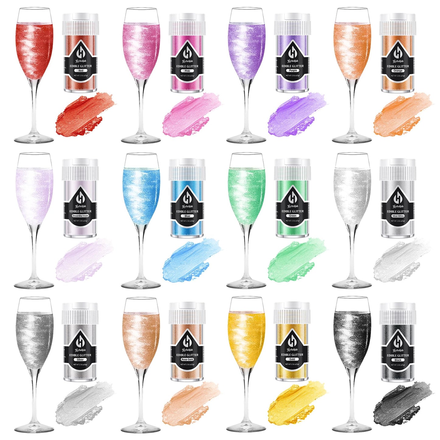 Edible Glitter For Cocktails - 12 Colors Luster Dust Edible Drink Glitter Food Grade Metallic Shimmer Powder Cake Sprinkles For