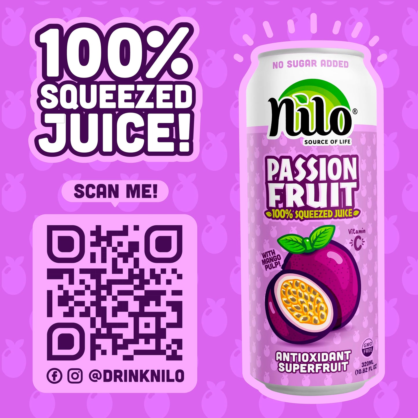 Nilo Passion Fruit Juice | 100% Squeezed Maracuya Passion Fruit | No Sugar Added | Not From Concentrate | 10.8 Oz (Pack Of 12)