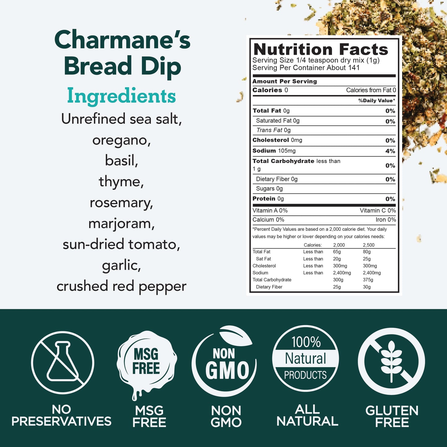 s.a.l.t sisters Charmane's Bread Dip - Value Size Bold Italian Herb & Spice Blend for Extra Virgin Olive Oil Dipping - Versatile