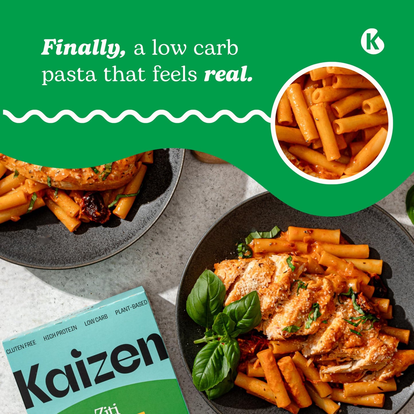 Kaizen Keto Pasta Ziti - 2 Net Carbs, 19G Protein - Gluten-Free, Keto Pasta Made With High Fiber Lupini Flour - 8 Ounces (Pack O