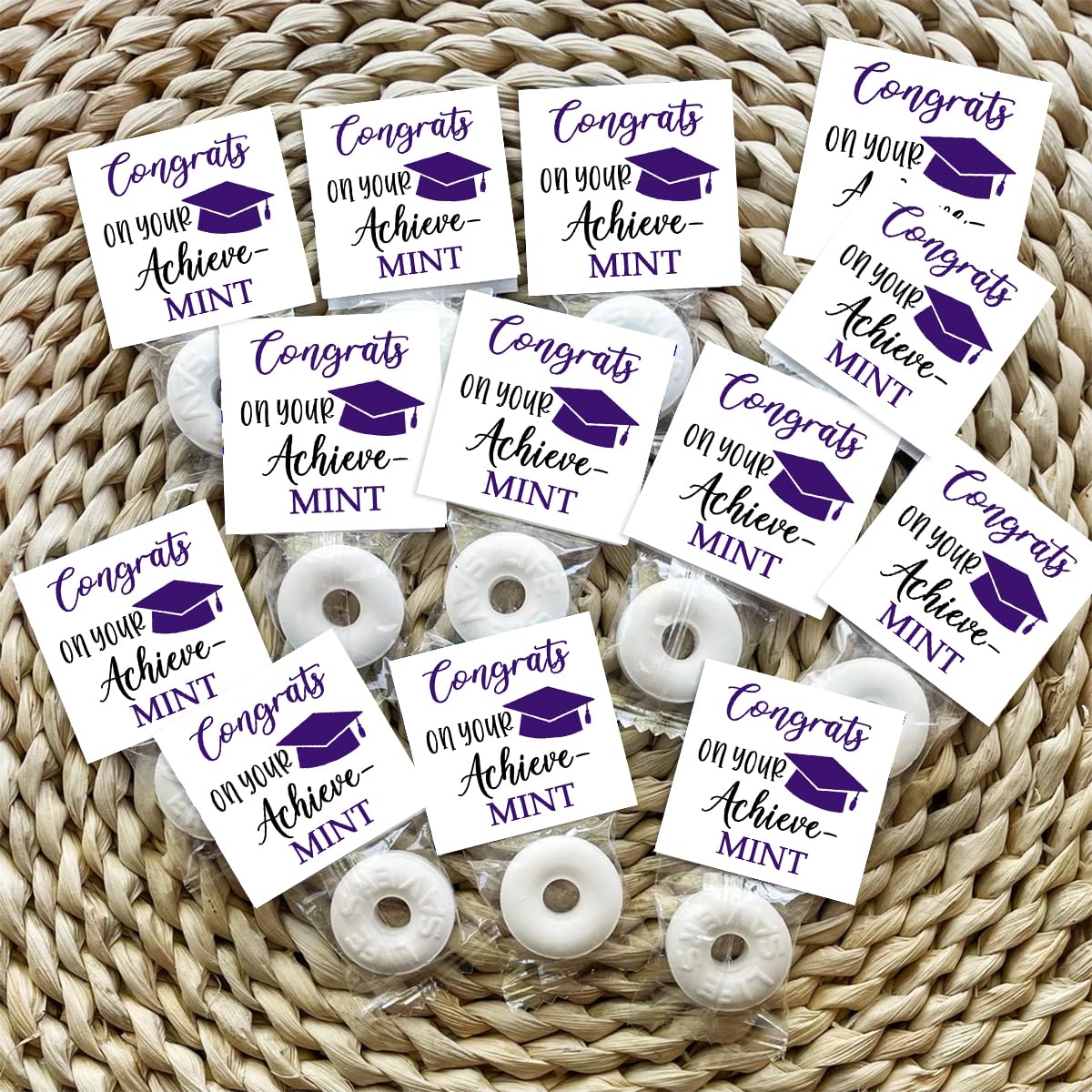 Graduation Mint Favors, Graduation Mint Party Decorations, Black Purple Gifts Decor for Woman, Mint Toppers in Bulk for Graduati