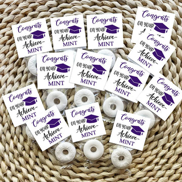 Graduation Mint Favors, Graduation Mint Party Decorations, Black Purple Gifts Decor for Woman, Mint Toppers in Bulk for Graduati