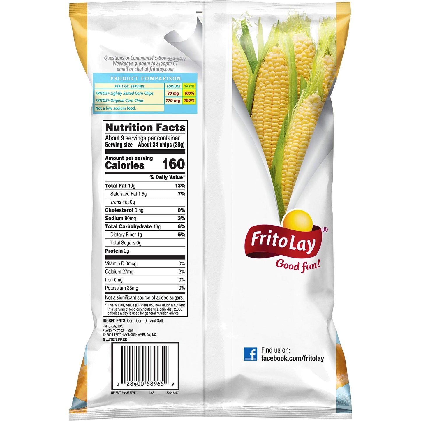 Fritos Original Corn Chips Lightly Salted, 9.25 Oz