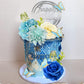 19 Pcs Flower Cake Toppers Butterfly Cake Decorations Happy Birthday Cake Toppers With Artificial Blue Rose Flowers Eucalyptus B