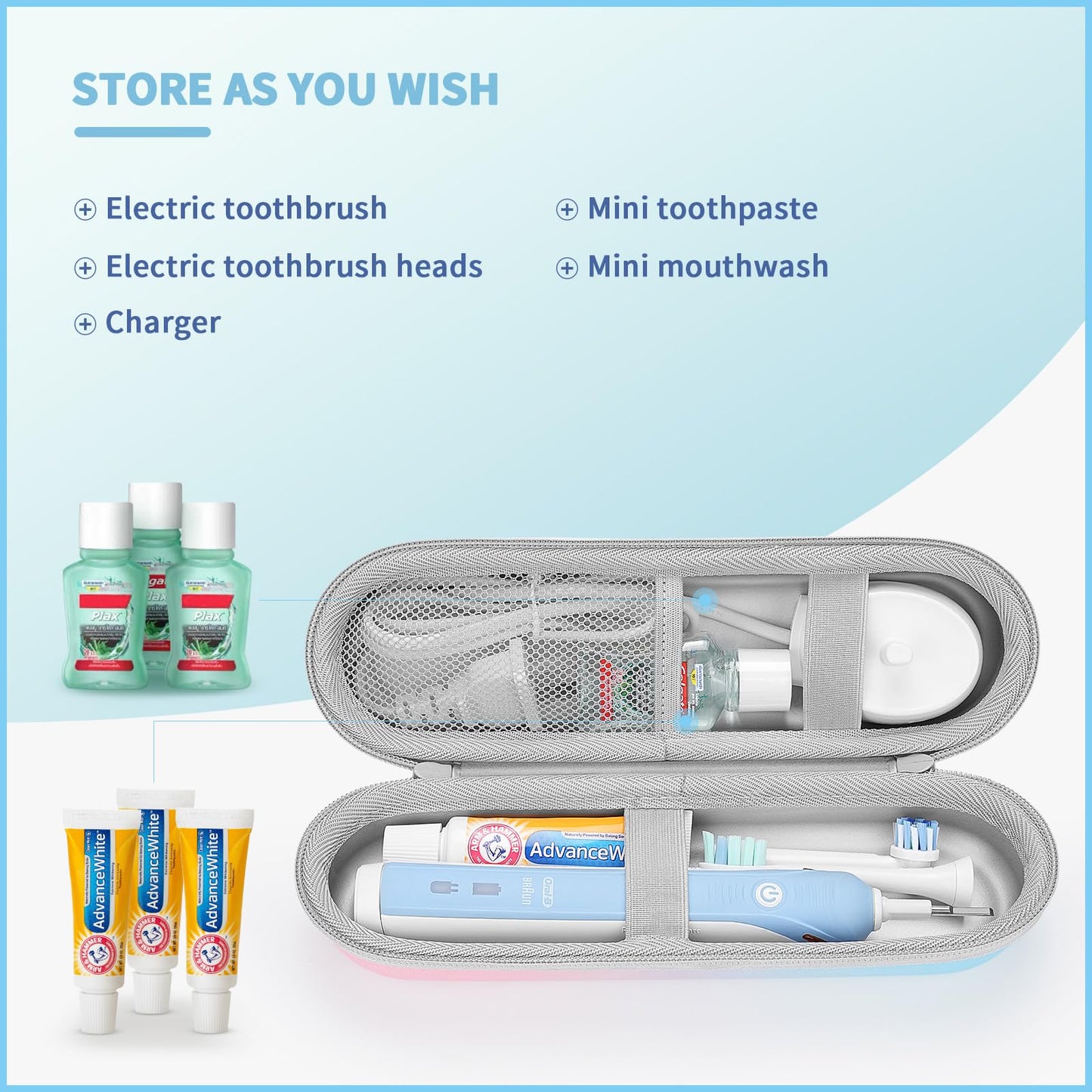 Yinke Travel Case For Oral B/Io 7 8 9 /Oral-B Pro Smartseries/Philips Sonicare Protectiveclean Electric Toothbrush, Hard Eva Cas
