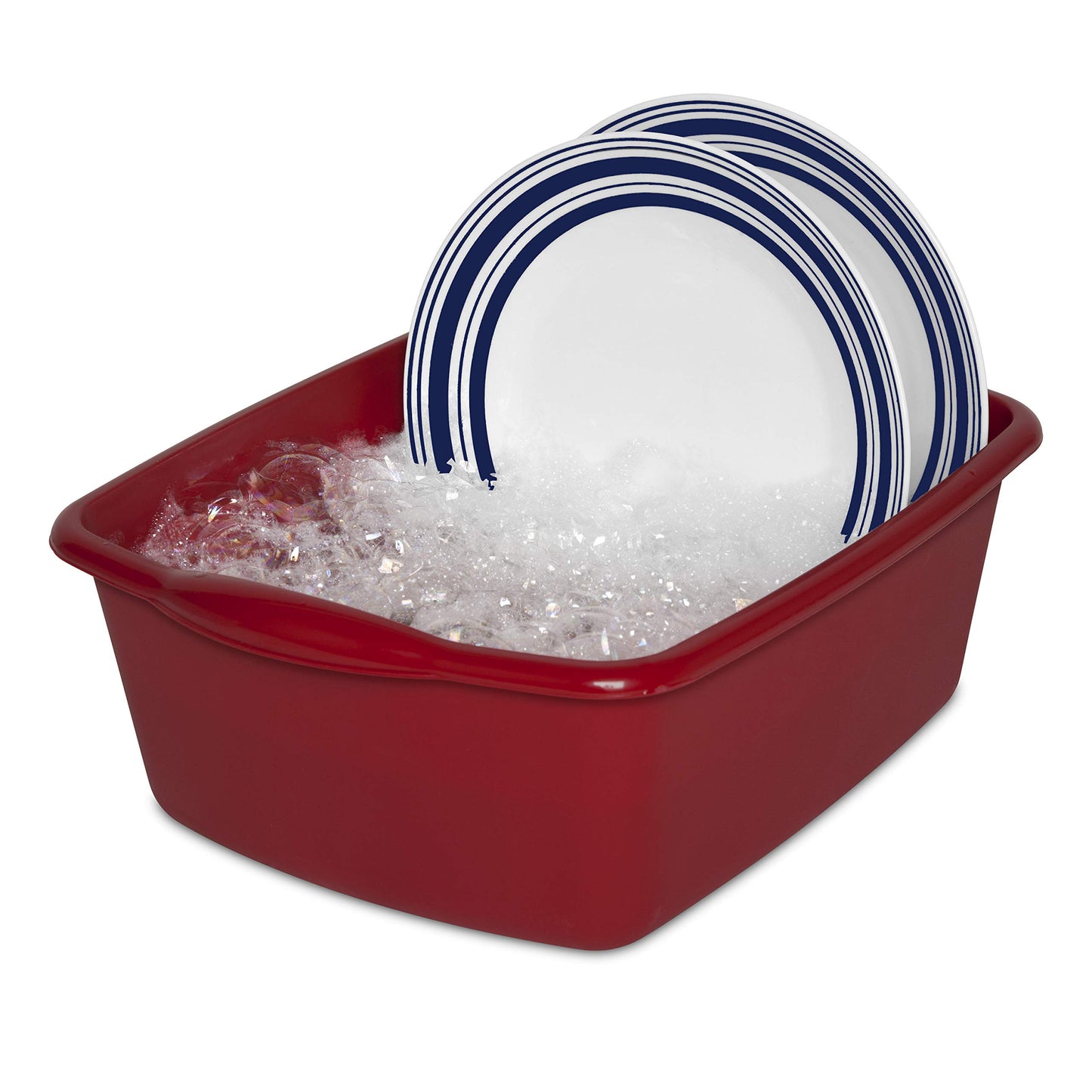 Tribello Plastic Wash Tub Dishpan Basin And Foot Bath For Soaking Feet, Laundry Hand Wash Bucket, Dish Pans For Washing And Storage Cleaning Supplies - 12 Quarts - Heavy Duty - Made In Usa (Red)